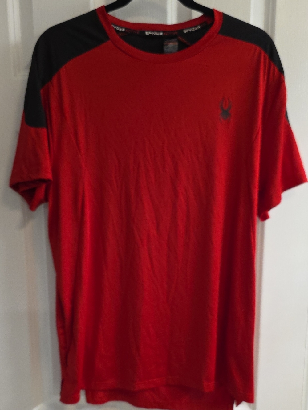 Spyder Mens Red and Black Short-Sleeve Athletic Tee